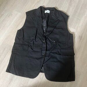 WOMAN Vest Coat Lined Button TOP Black